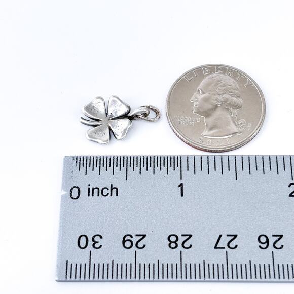 Vintage Sterling Silver 925 Four Leaf Clover Charm Pendant - Picture 7 of 7